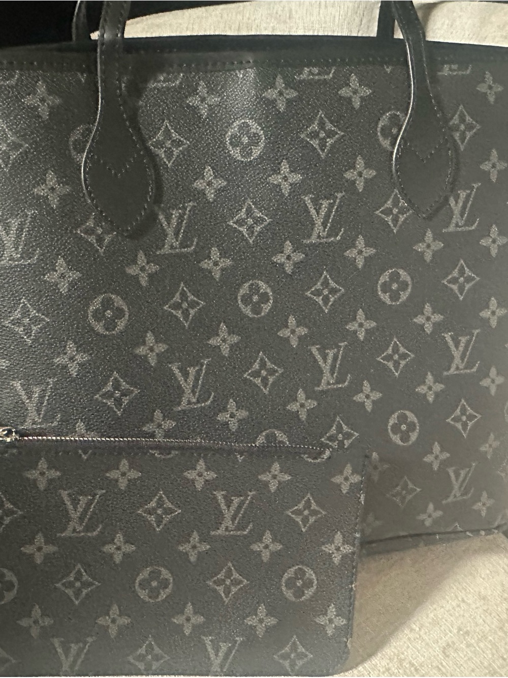 Black Monogram Tote with Red Interior - Picture 10 of 10